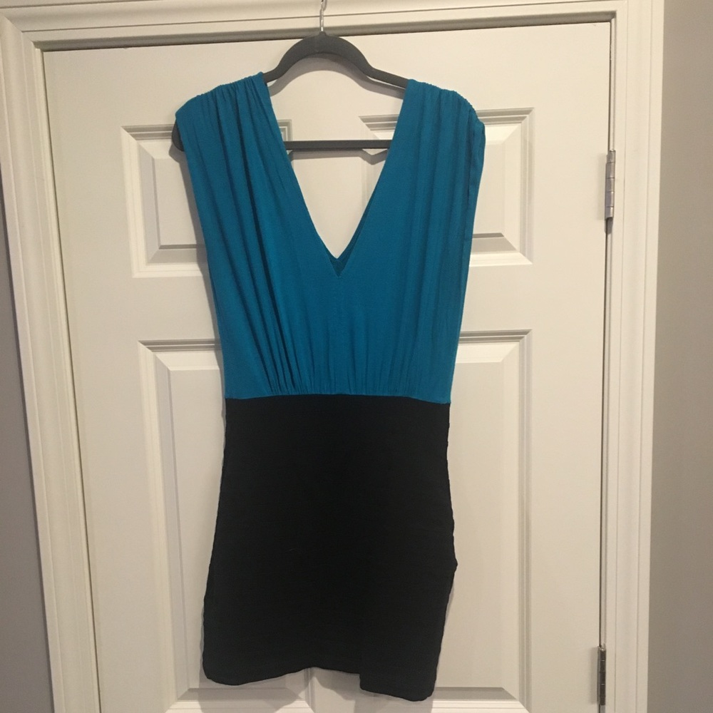 Express blue and black color block dress - Picture 1 of 5